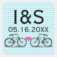 Pegatinas del favor del boda de la bicicleta del v