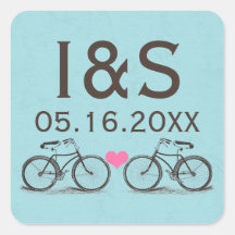 Pegatinas del favor del boda de la bicicleta del v