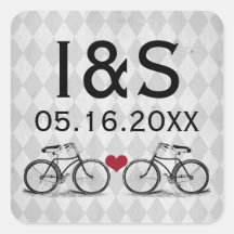 Pegatinas del favor del boda de la bicicleta del v
