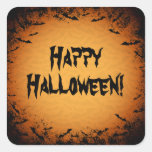 Pegatinas del feliz Halloween con la frontera suci