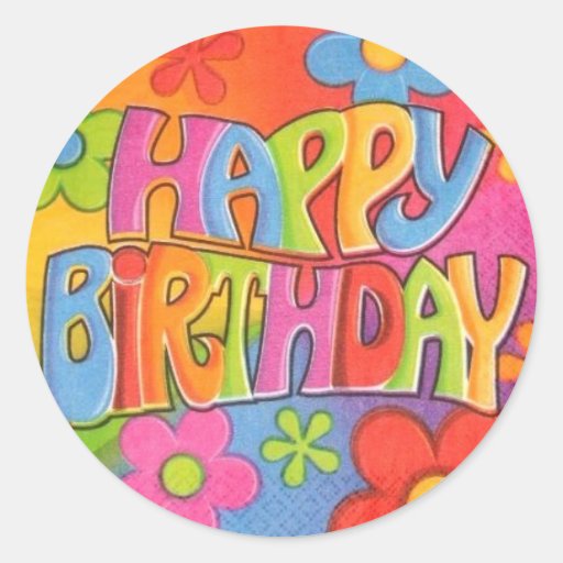 Pegatinas del Hippie del feliz cumpleaños
