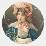 Pegatinas del navidad del chica del Victorian