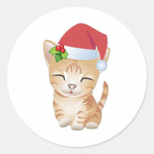 Pegatinas del regalo del gato del gatito del navid