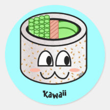 Pegatinas del rollo de sushi de Kawaii