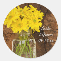 Pegatinas del tarro de albañil y del boda del país