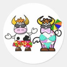 Pegatinas divertidos de los pares de la vaca de la