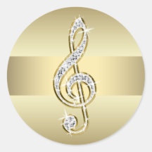 Pegatinas elegantes del Clef agudo del oro