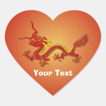 Pegatinas en forma de corazón chinos del dragón de