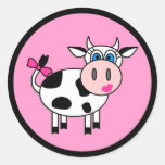 Pegatinas felices de la vaca del chica