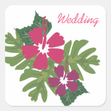 Pegatinas hawaianos del boda del hibisco