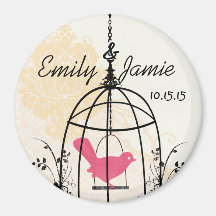 Pegatinas o personalizar del boda de la jaula de p imanes para frigoríficos