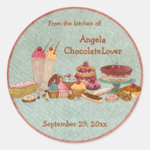 Pegatinas personalizados de la receta del postre