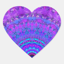 Pegatinas púrpuras del corazón del caleidoscopio d