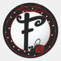 Pegatinas redondos iniciales de la mariquita F