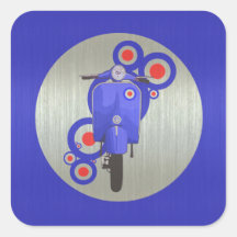 Pegatinas retros azules metálicos de la vespa y de