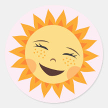 Pegatinas rosados adorables del sol del dibujo ani