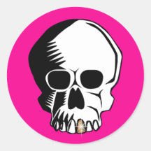 Pegatinas rosados del diente del oro del cráneo
