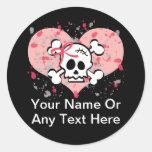 Pegatinas rosados personalizados del cráneo
