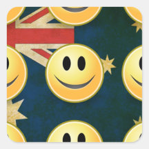 Pegatinas sonrientes de la cara de la bandera aust