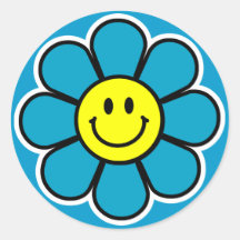 Pegatinas sonrientes de la flor (azules)
