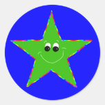 Pegatinas verdes sonrientes de la estrella