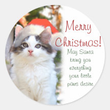 Pegatinas w/verse del gatito de las Felices Navida