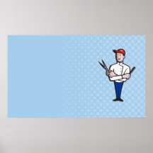 Peine del peluquero y dibujo animado de las tijera impresiones