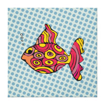 Peixe em Pop Art - AN-0004A Impressão De Canvas Envolvidas