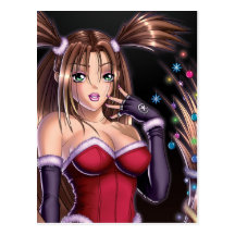 Pelo del navidad del chica del animado tarjeta postal