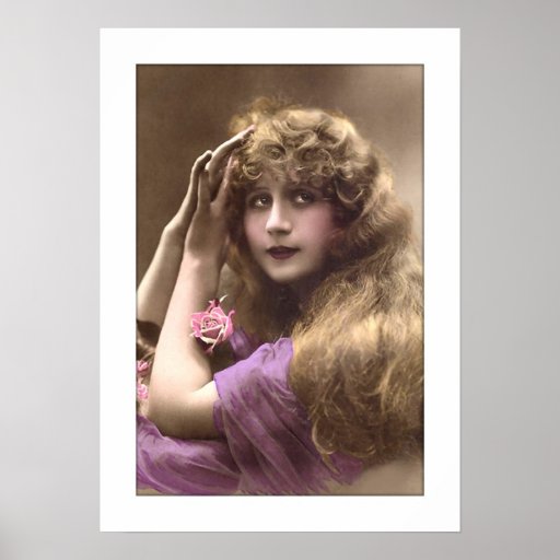 pelo largo color de rosa dulce de la señora del vi poster