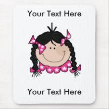Pelo negro Mousepad - personalizable del chica Tapete De Ratón