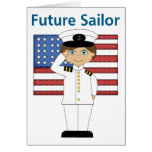 Pelo oscuro futuro del muchacho de marinero tarjetón