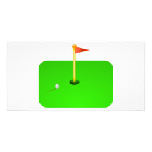 Pelota de golf y bandera del golf tarjetas fotográficas personalizadas