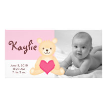 Peluche de la invitación del nacimiento de la foto tarjeta personal