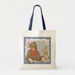 Peluche y conejito del navidad de la nieve bolsa lienzo