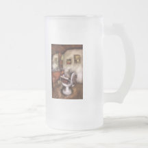 Peluquero - en la peluquería de caballeros taza de café