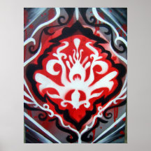 Penacho del negro, rojo y blanco poster