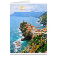 Península hermosa, Vernazza, Italia Tarjeton