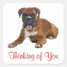 Pensamiento en usted pegatina del saludo del perro