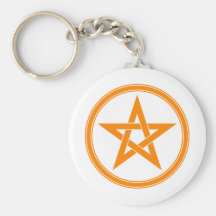 Pentagram anaranjado del pentáculo llavero personalizado