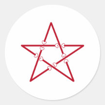 Pentagram con los corazones pegatinas redondas