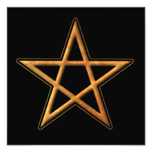 Pentagram de oro - símbolo del Pagan del Pentagram Impresion Fotografica