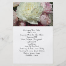 Peonies blancos y rosados que casan el aviador del tarjetas publicitarias