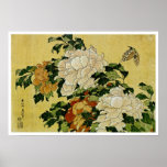 Peonies y mariposa impresiones