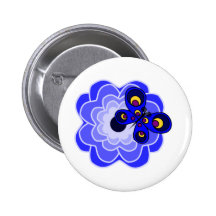 Peony y mariposa azules pin