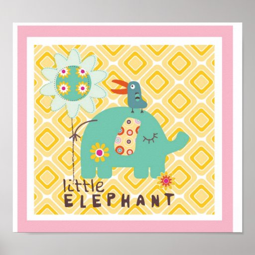 pequeña decoración de la pared del elefante póster | Zazzle