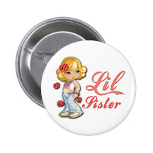 Pequeña hermana y flores pins
