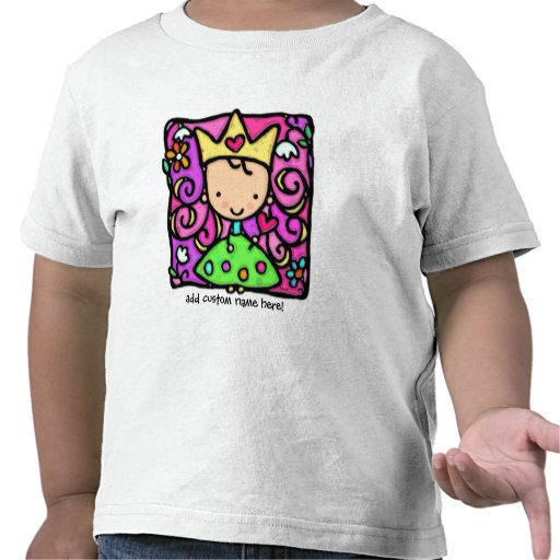 Pequeña princesa femenina. Corona, vestido, flores Camiseta