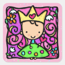 Pequeña princesa femenina rosada calcomanía cuadradas personalizadas