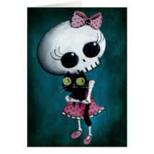 Pequeña Srta. Death - belleza de Hallowen Felicitaciones